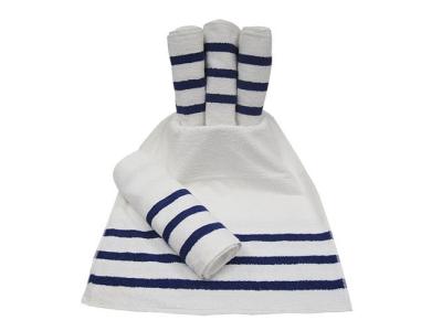 Cabana White w/Blue Stripes Pool Towels 25"x52" 9.0lbs/dz